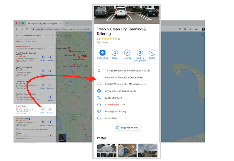 perfiles de negocios en Google Maps